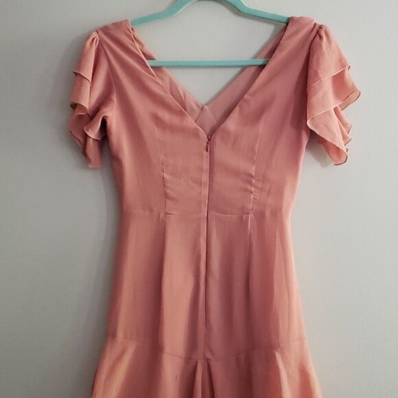 Warehouse tiered maxi dress with ruffles in pink size 8 - Picture 11 of 15